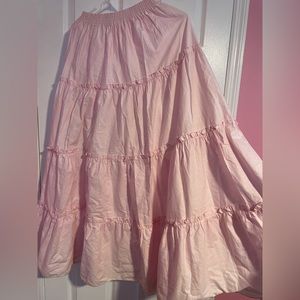 Prairie Style Old School Pink Tiered Skirt